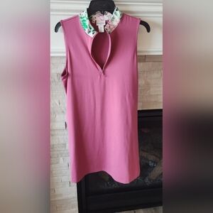 Tommy Bahama Pink Sleeveless Dress with Floral Collar